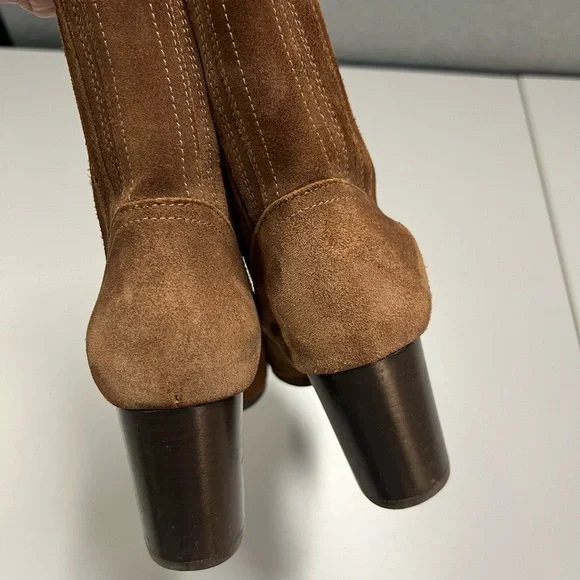 Aquatalia Fayren Suede Ankle Boots Chestnut Size 6
